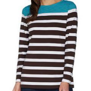 Stripe Boat Neck Long Sleeve Top